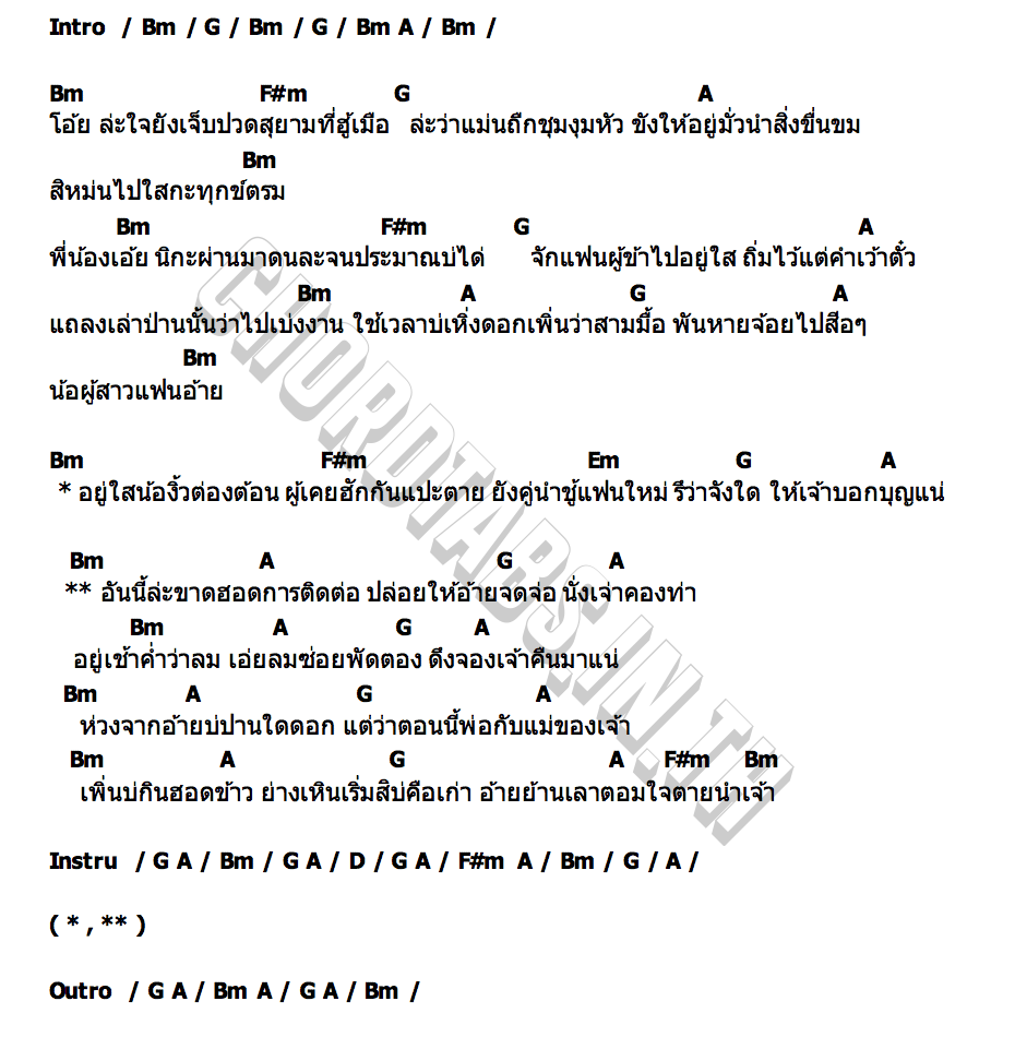 คอร์ด คืนมาสาหล่า โชค ธนวัฒน์