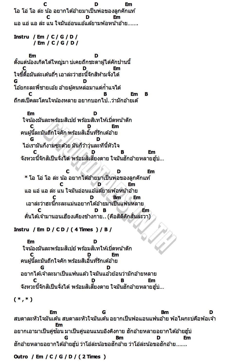 คอร์ด โอ้ละหนอ...ขอฮักอ้าย ยุ่งยิ่ง กนกนันทน์