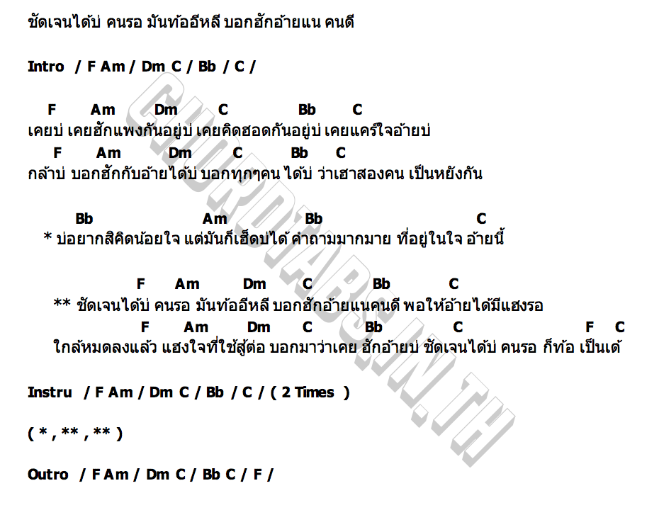คอร์ด ชัดเจนได้บ่ อาร์ต ดิษฎา