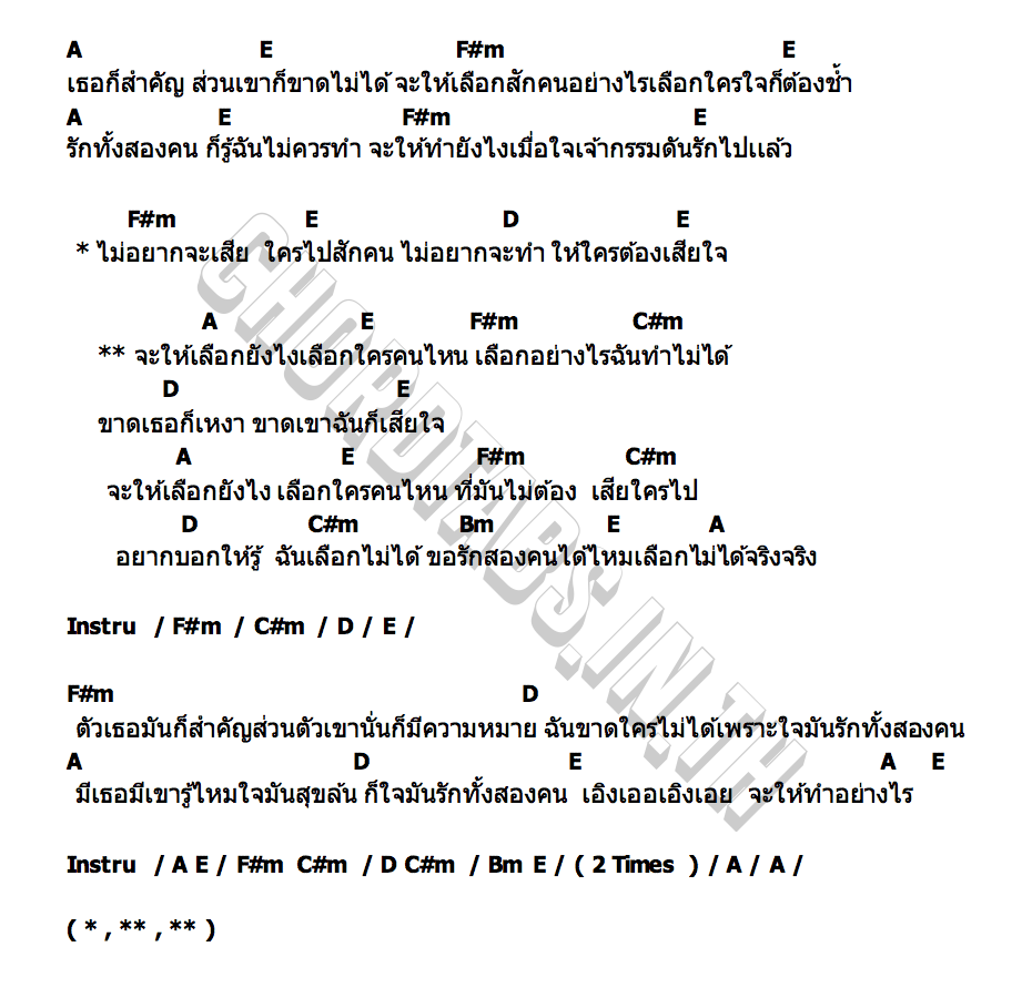 คอร์ด ขอรักสองคนได้ไหม BASBAND