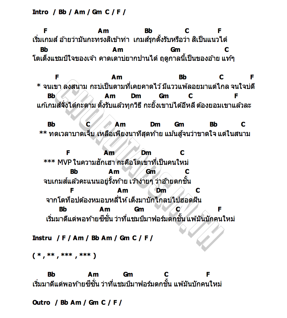 คอร์ด ฟอร์มตกชั้น นุ อนุพงศ์