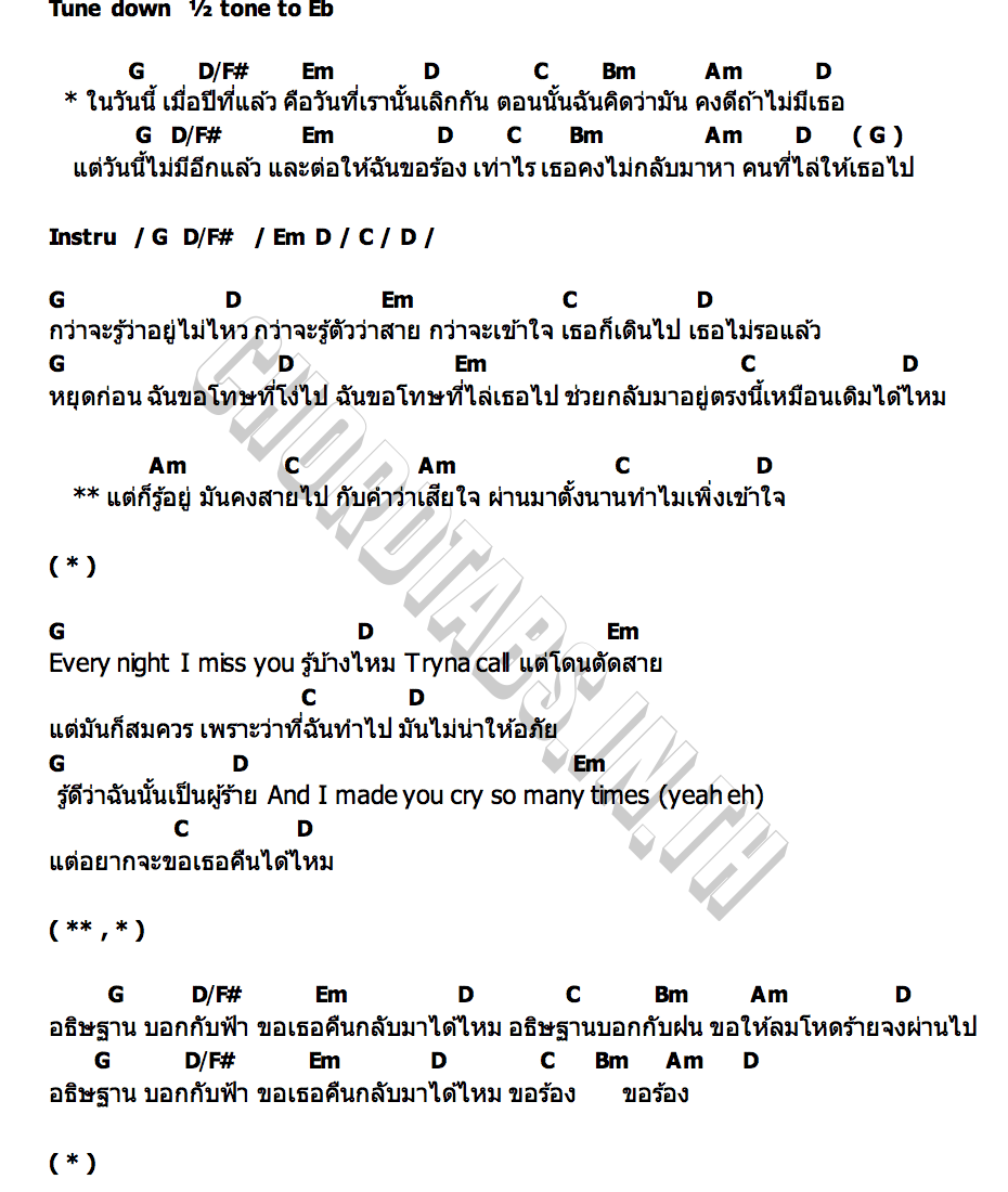 คอร์ด วันนี้ปีที่แล้ว SMART