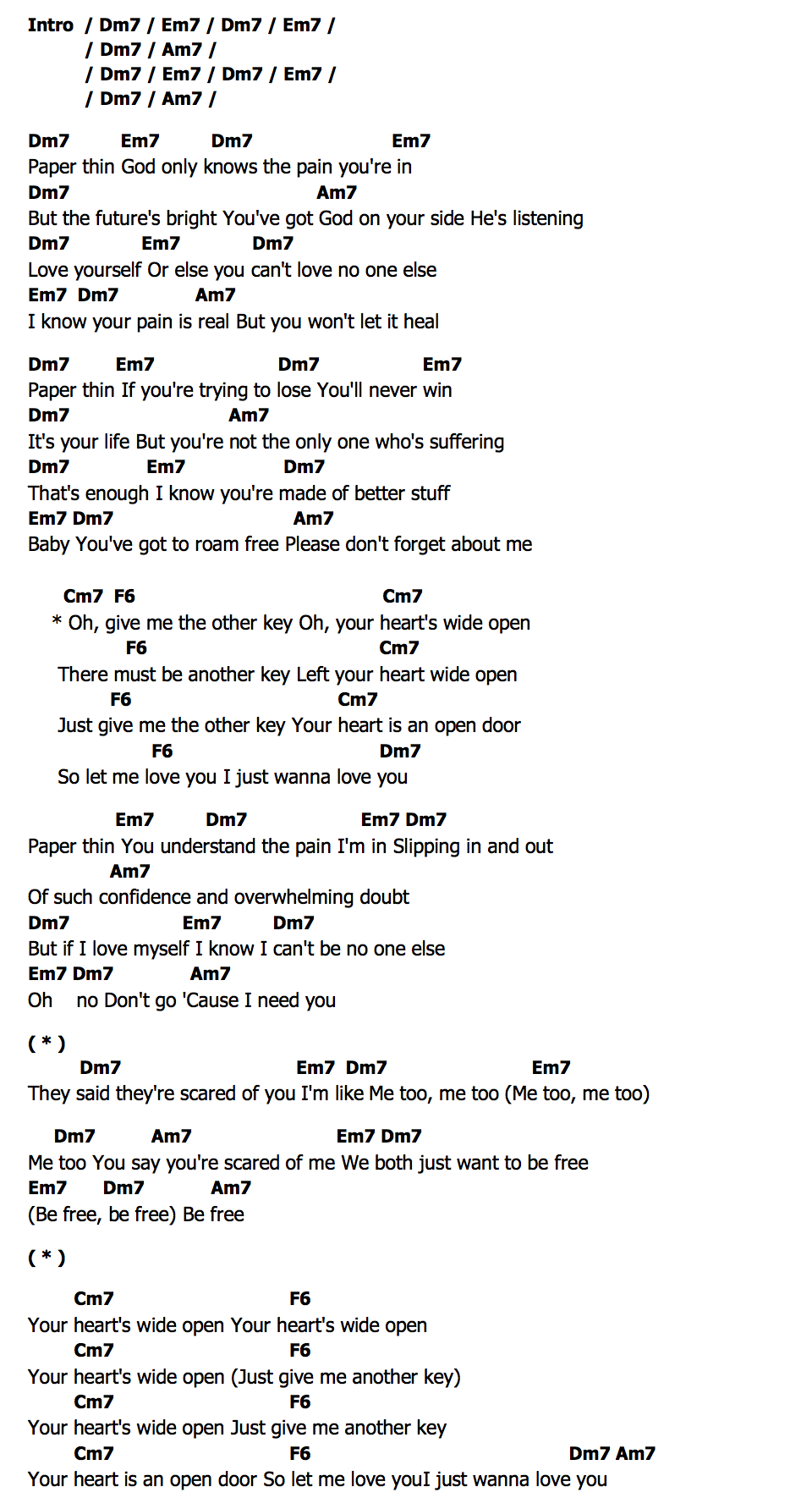 คอร์ด Paper Thin Lianne La Havas