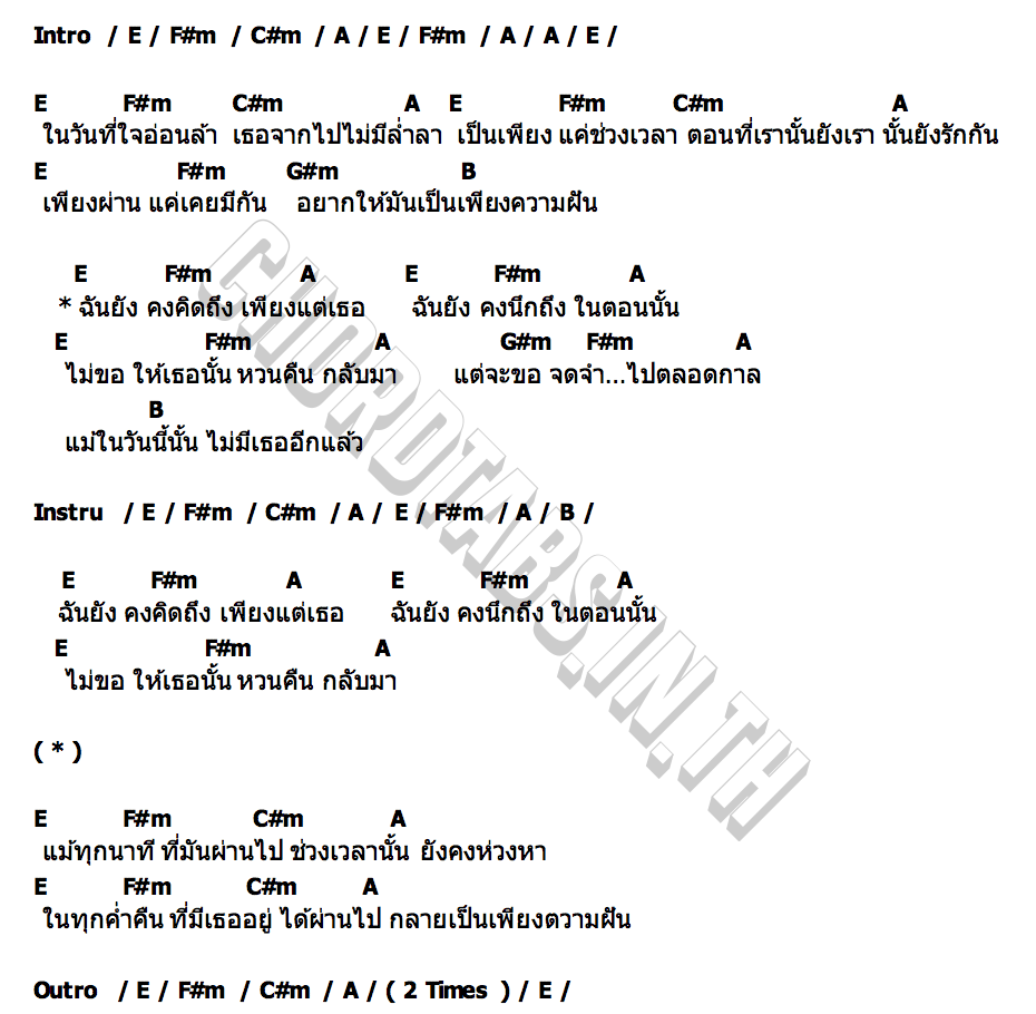 คอร์ด เพียงฝันไป Lost Signal