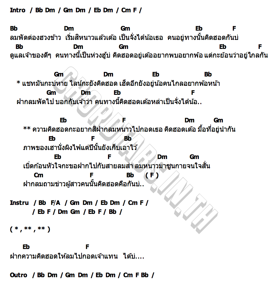 คอร์ด ฝากลมถามข่าว ต้าร์ ธีรพงษ์