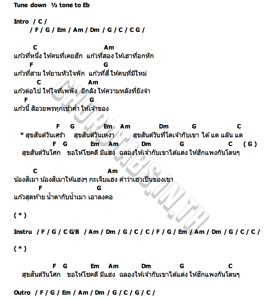 คอร์ด สุขสันต์วันเศร้า ก้อย กานต์สินี