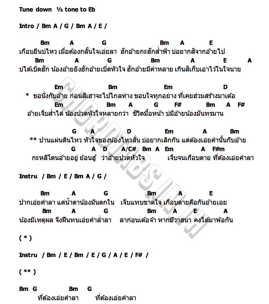 คอร์ด คำลา(แผ่นดินไหวในใจน้อง) Phon Una (ศิริพร ศรีประเสริฐ)