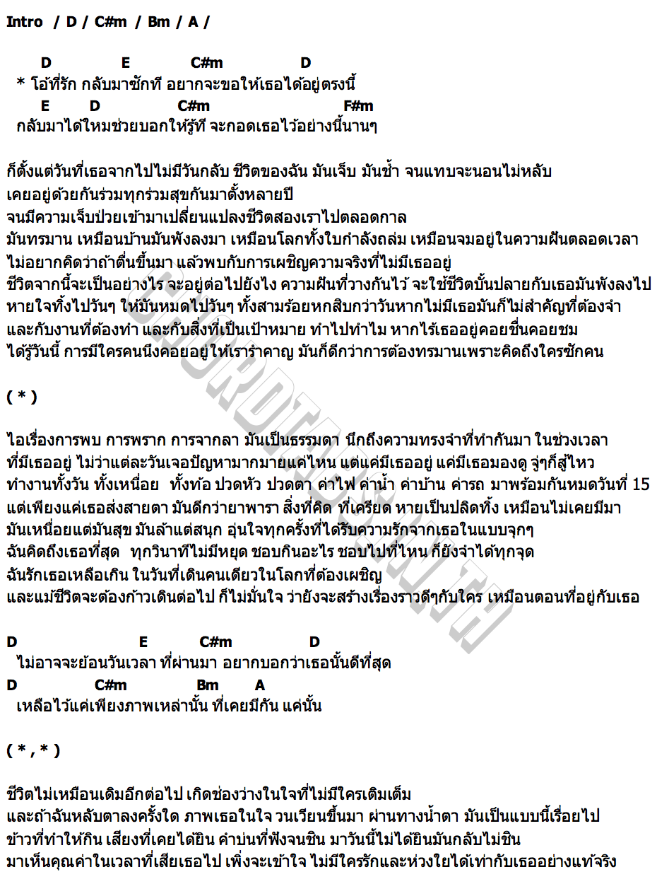 คอร์ด กลับมาซักที บังจั๊กจี้ BUNG JAGGAJEE