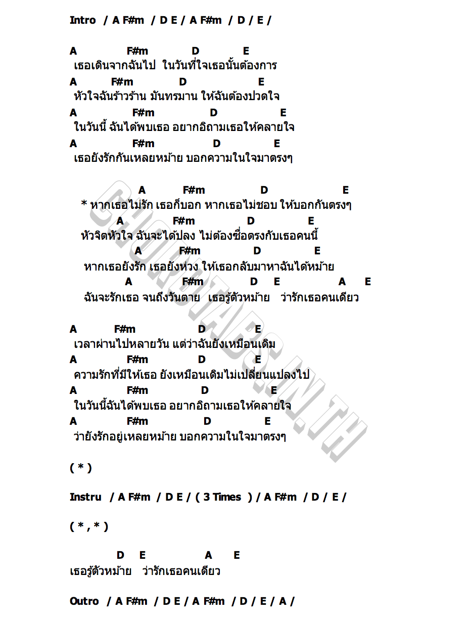 คอร์ด ไม่รักก็บอก เอฟ เรวัตร