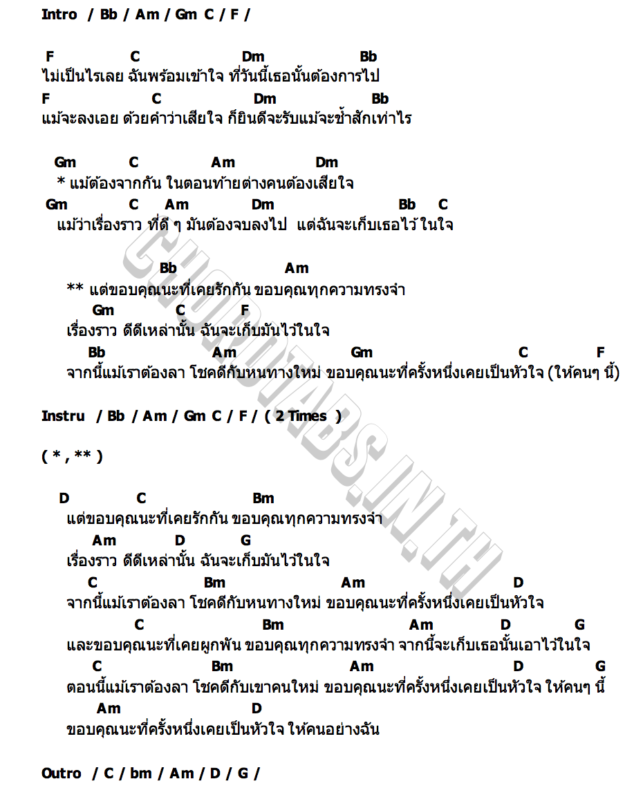 คอร์ด ขอบคุณนะ เบียร์ เสฏฐวุฒิ
