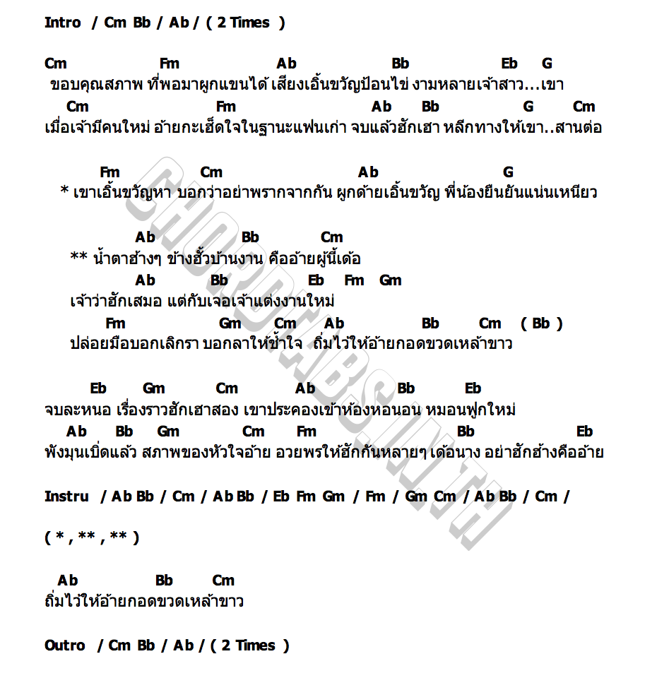 คอร์ด น้ำตาฮ้างๆ เนเน่ เอกพล