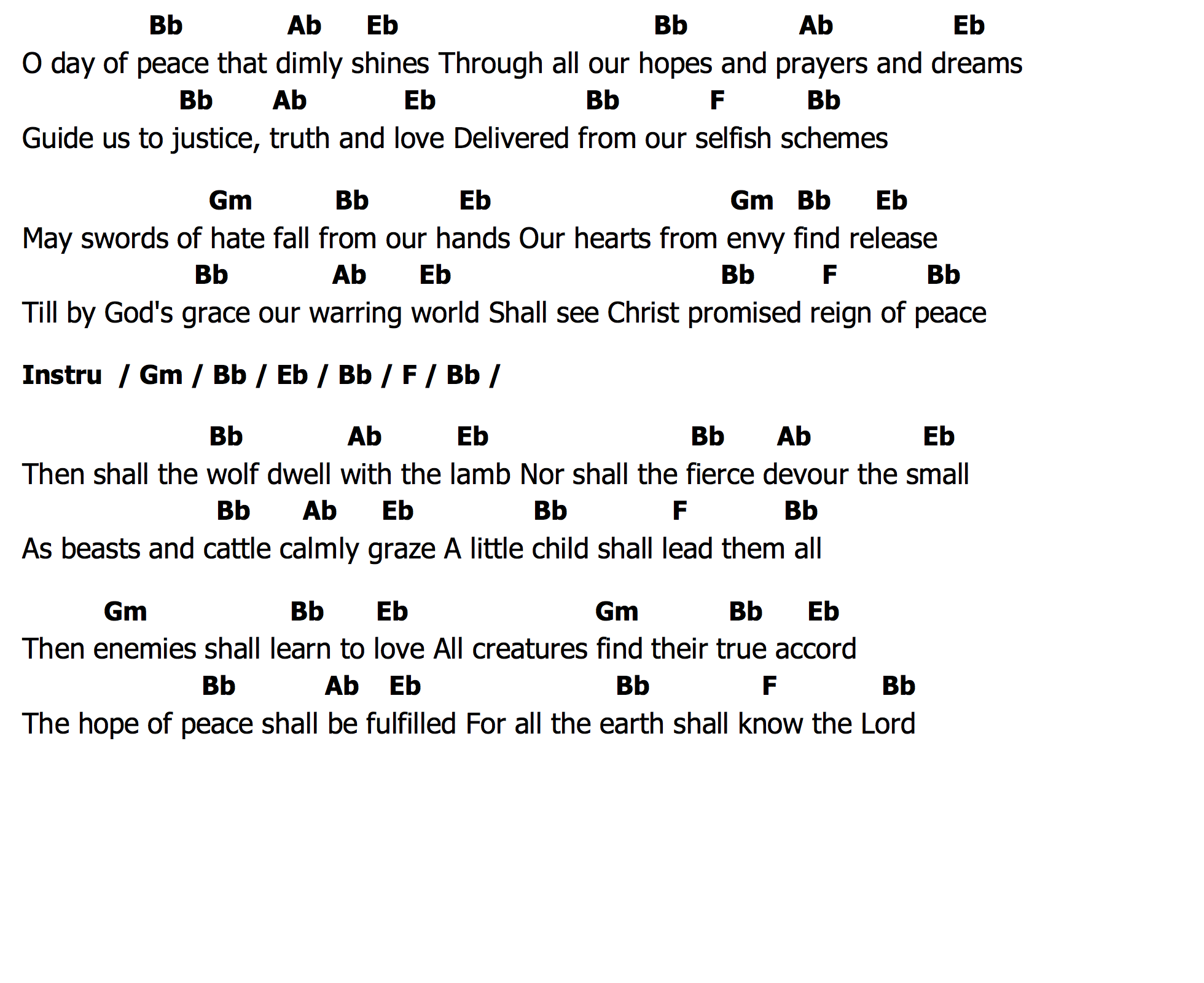 คอร์ด O Day Of Peace Josh Garrels