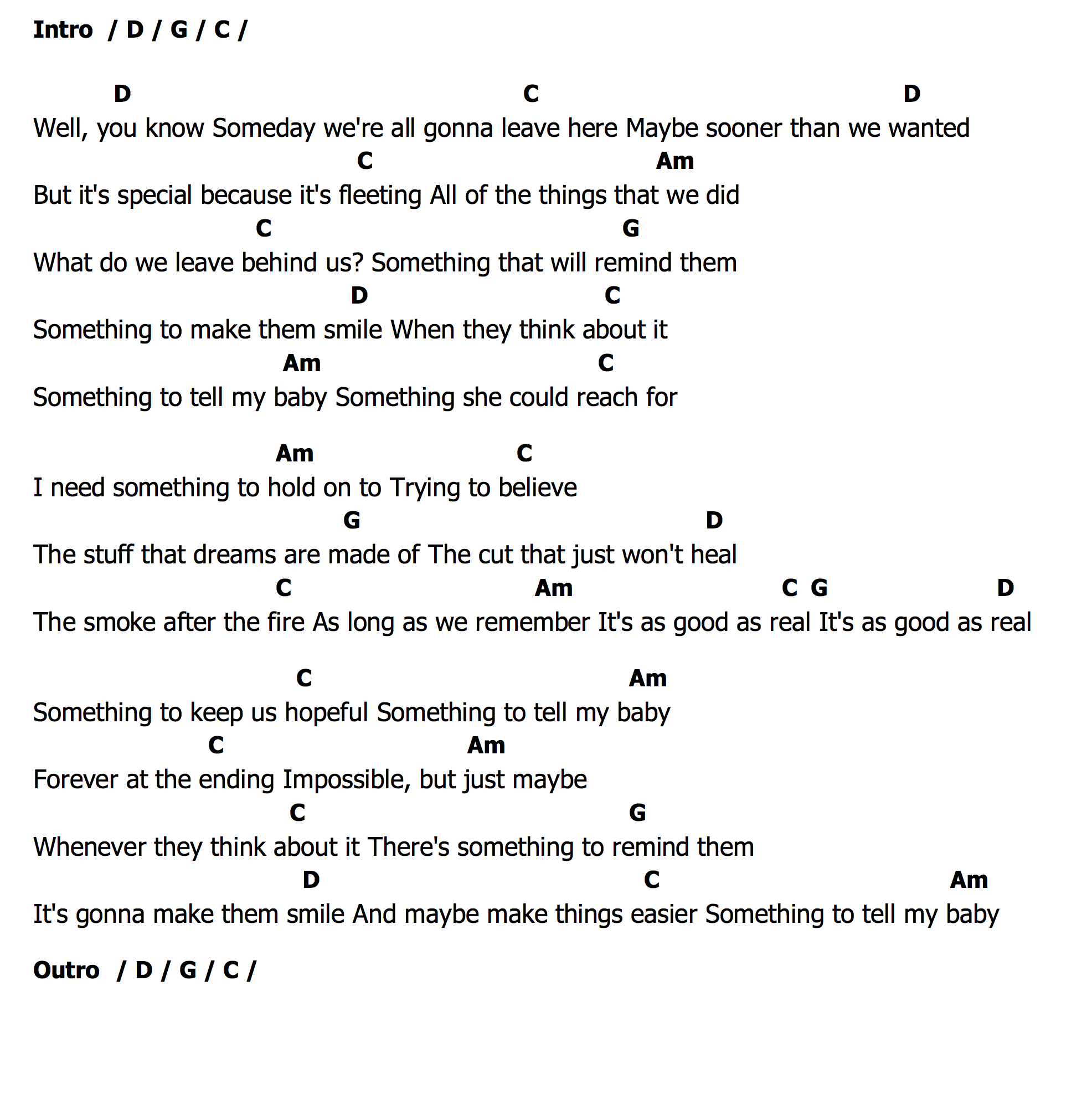 คอร์ด Something To Tell My Baby Dave Matthews Band