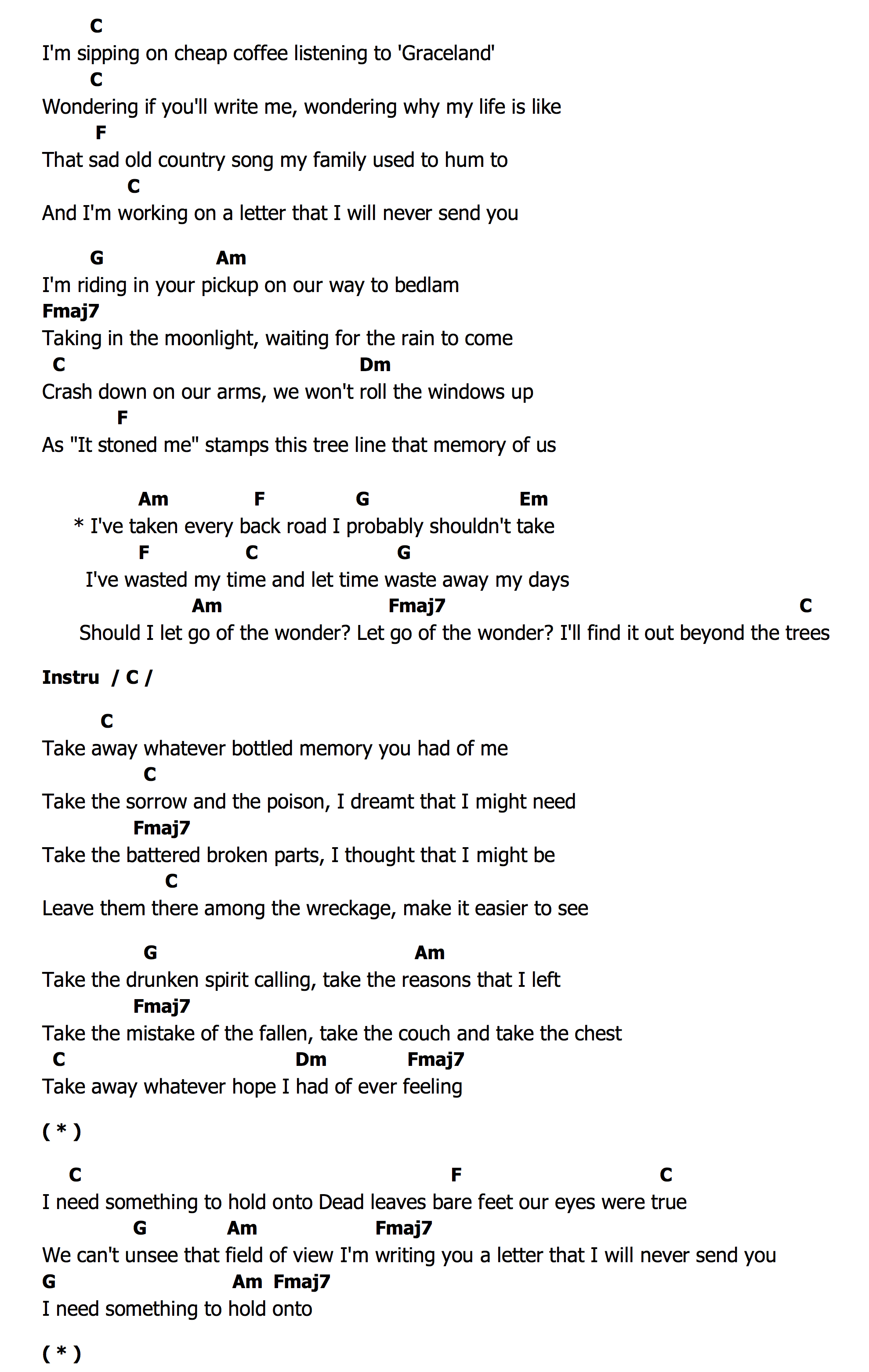 คอร์ด Wonder The Lone Bellow