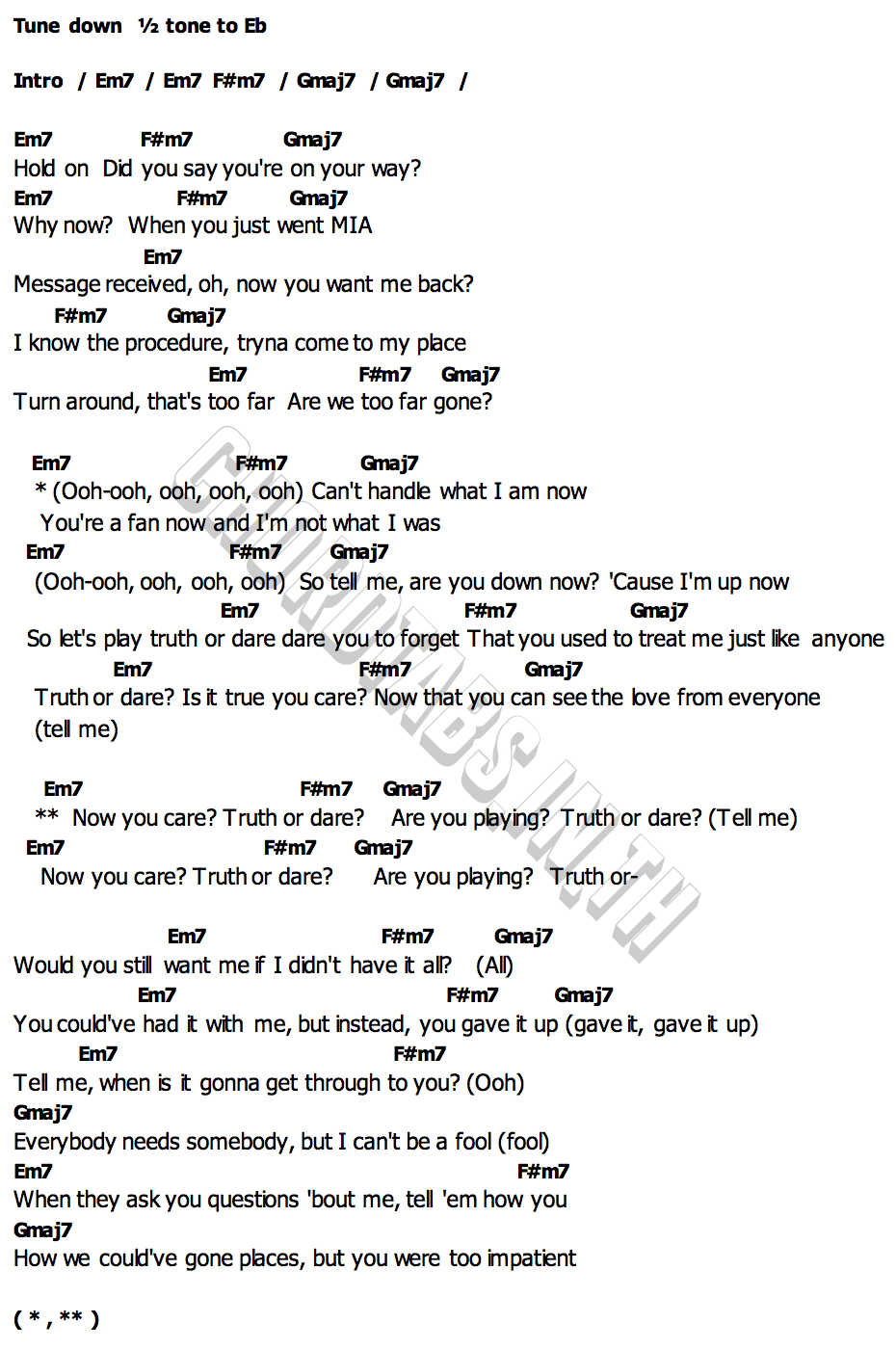 คอร์ด Truth or Dare Tyla