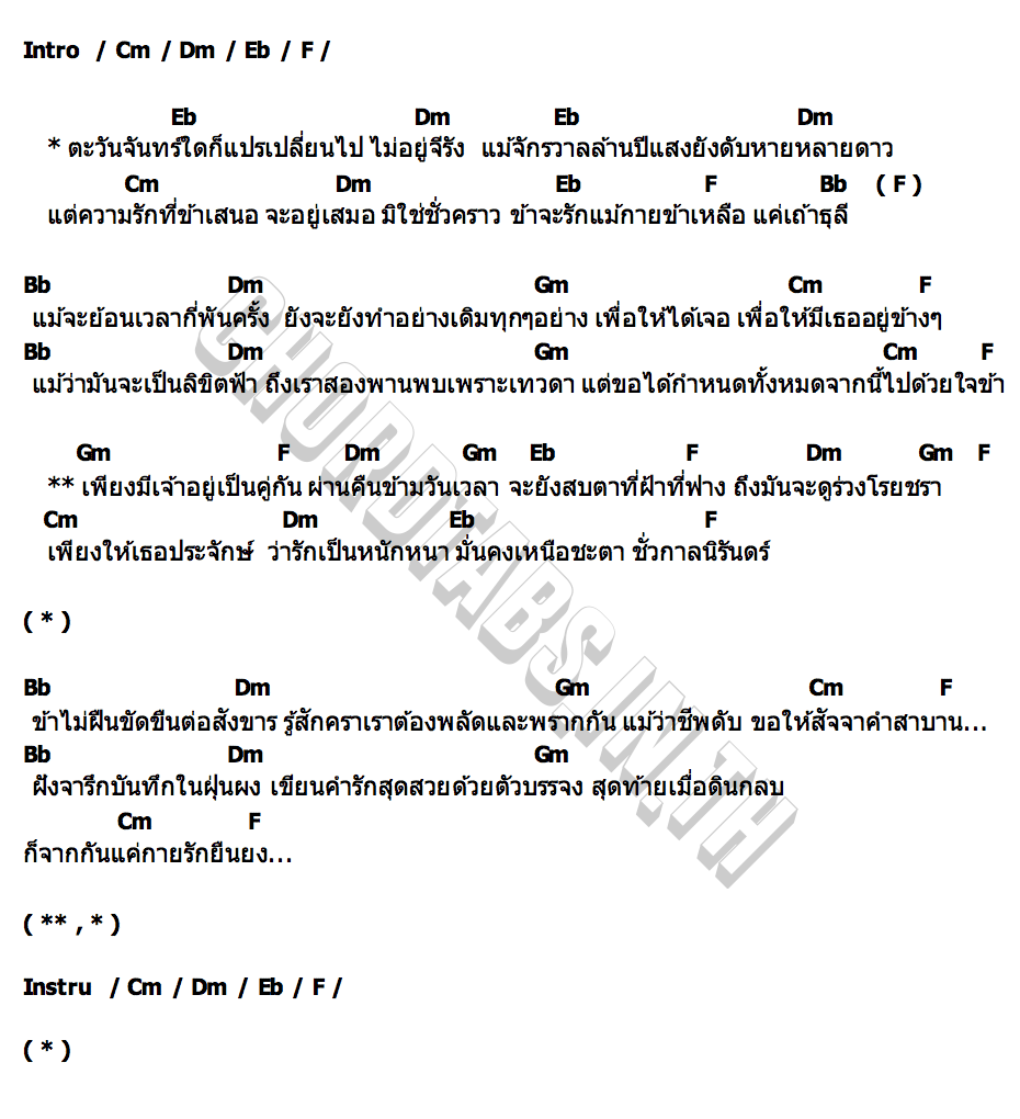 คอร์ด ตะวันจันทร์ใด เปรม ปรียาภรณ์