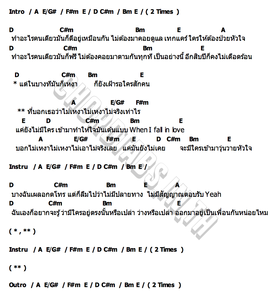 คอร์ด ไม่เหงา (แน่นะวิ) JR KVZ