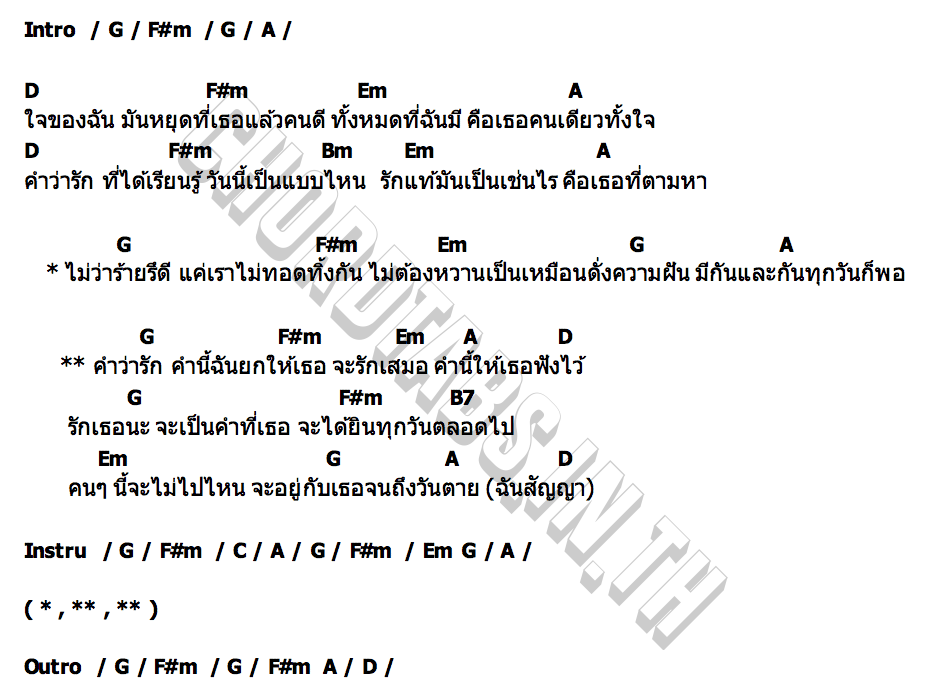 คอร์ด ฟังไว้นะ BABY MIND