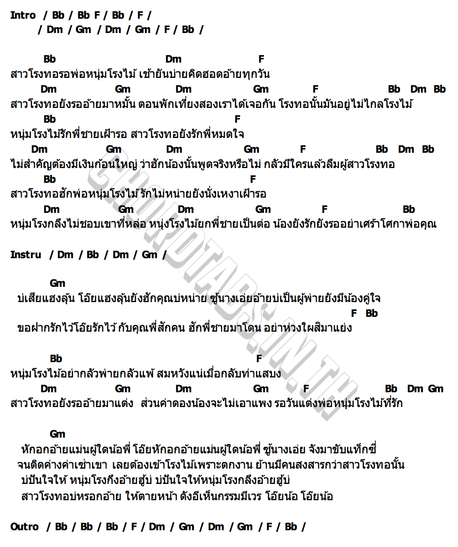 คอร์ด สาวโรงทอรอรัก รุ่งนภา อินแต่ง
