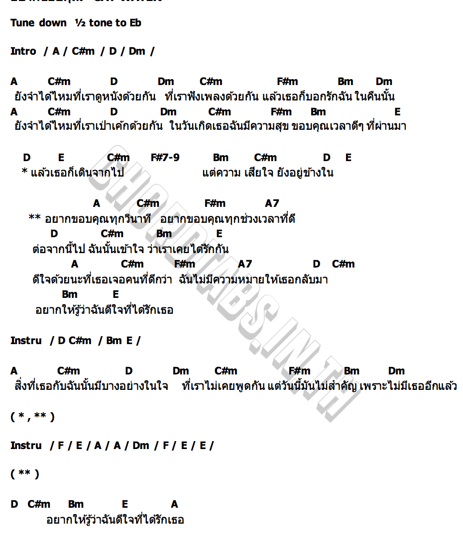 คอร์ด อยากขอบคุณ CAT WATER