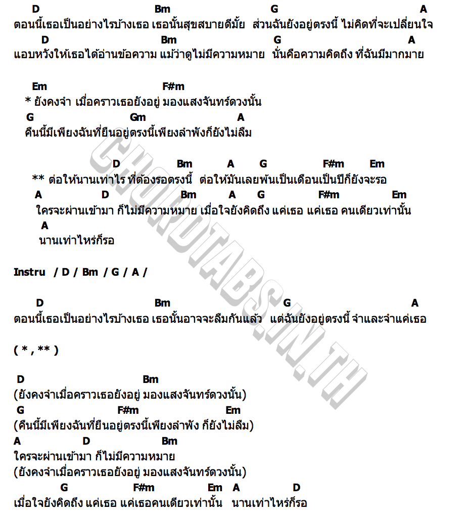 คอร์ด นวลจันทร์ ทรงไทย x อ้วน คาราบาว