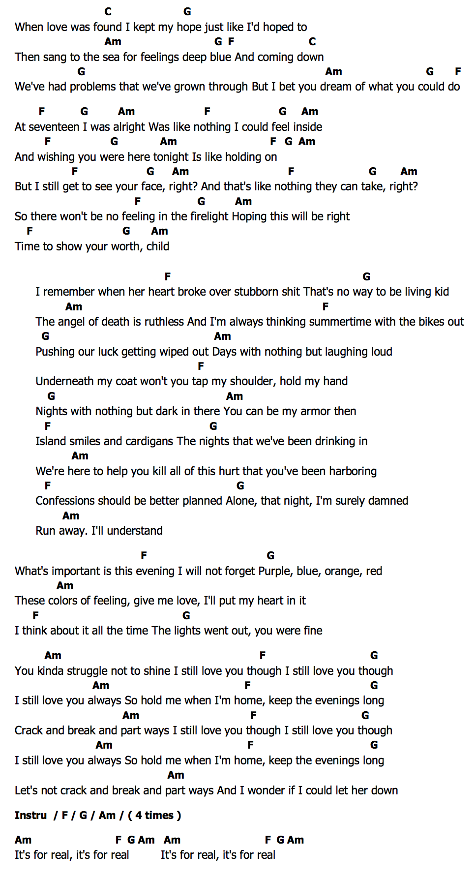 คอร์ด An Evening I Will Not Forget / Furthest Thing Dermot Kennedy