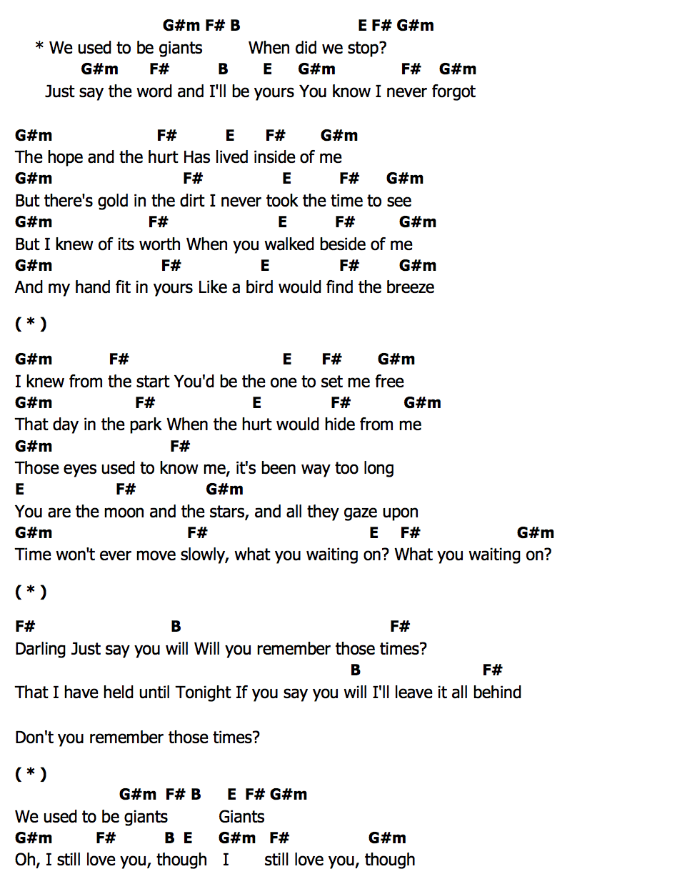 คอร์ด Giants Dermot Kennedy
