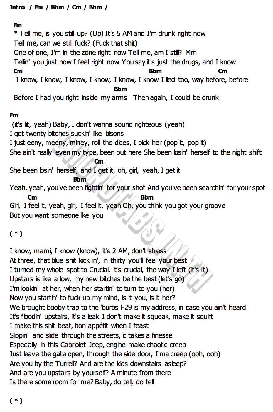 คอร์ด I KNOW Travis Scott