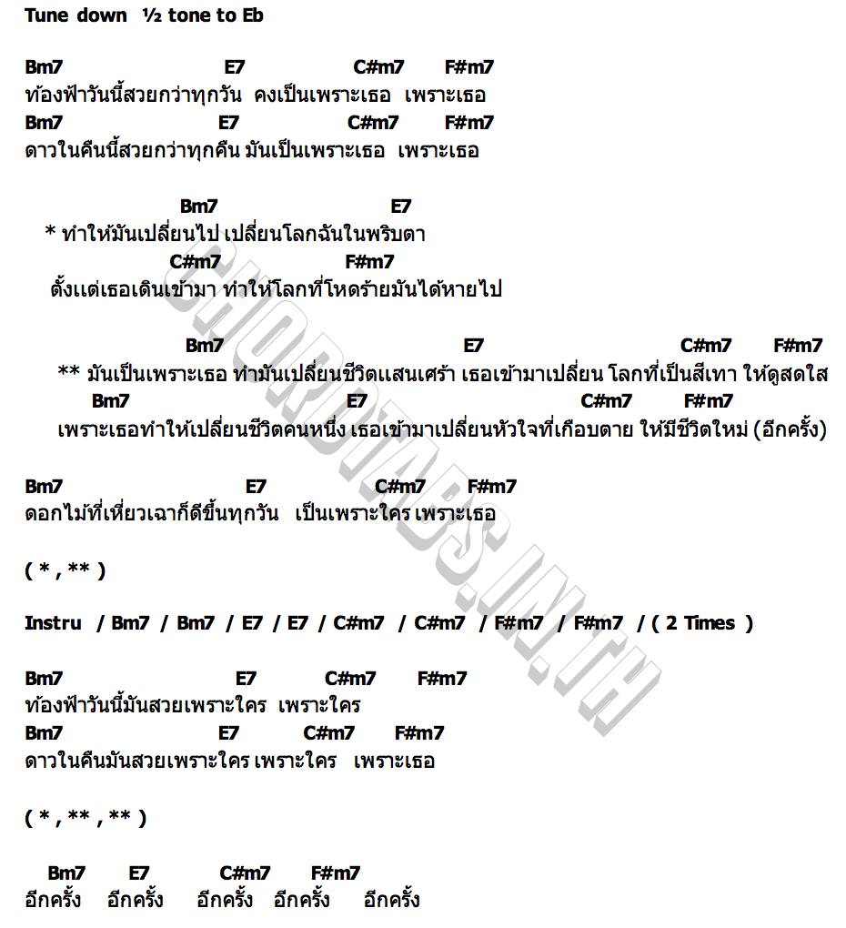 คอร์ด เพราะเธอ Sukid458