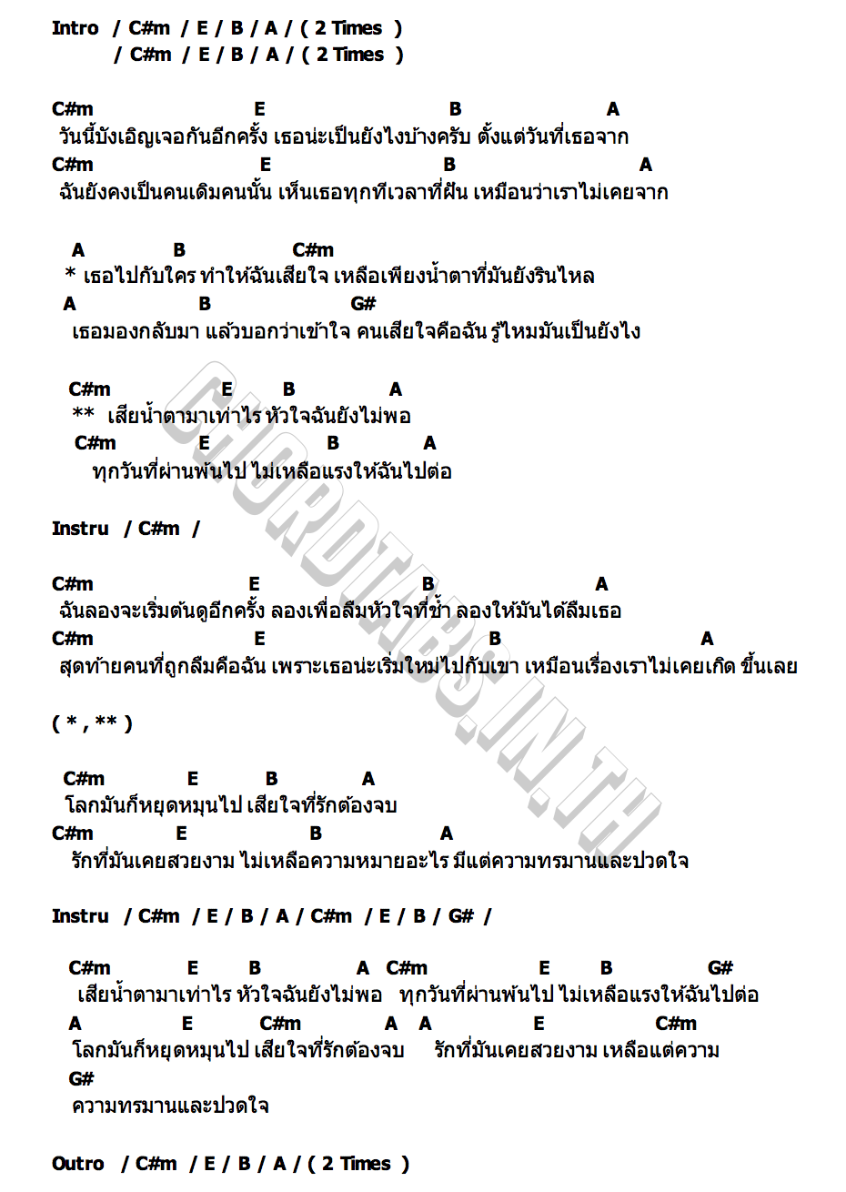 คอร์ด คนเสียใจคือฉัน OVERLOAD
