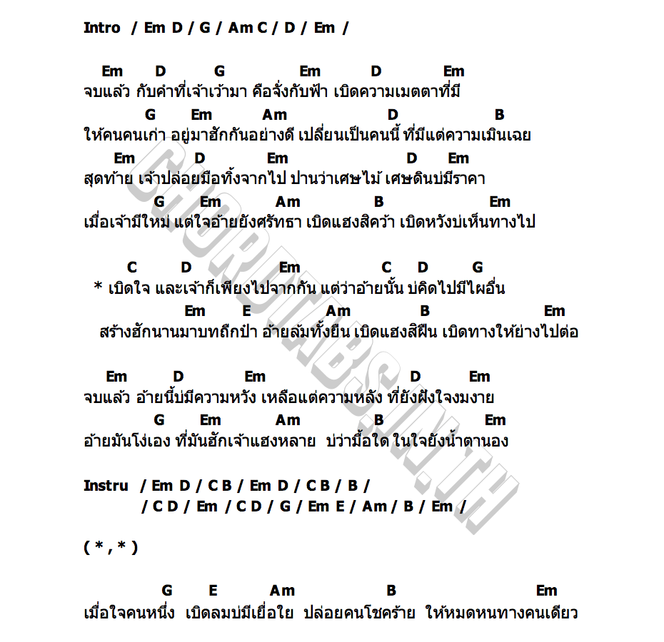 คอร์ด คนหมดใจ นิว วัชระนันท์