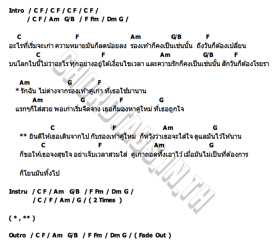 คอร์ด รองเท้าคู่ใหม่ เต้ย วรกานต์
