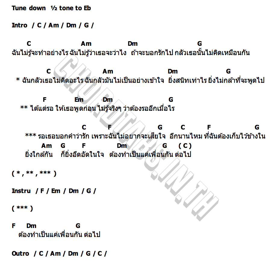 คอร์ด รอเธอบอกคำว่ารัก ทอมมี่ สิทธิโชค