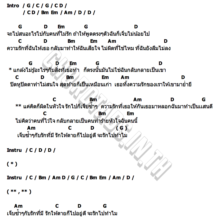 คอร์ด เจ็บซ้ำๆ วงมาหานครฯ