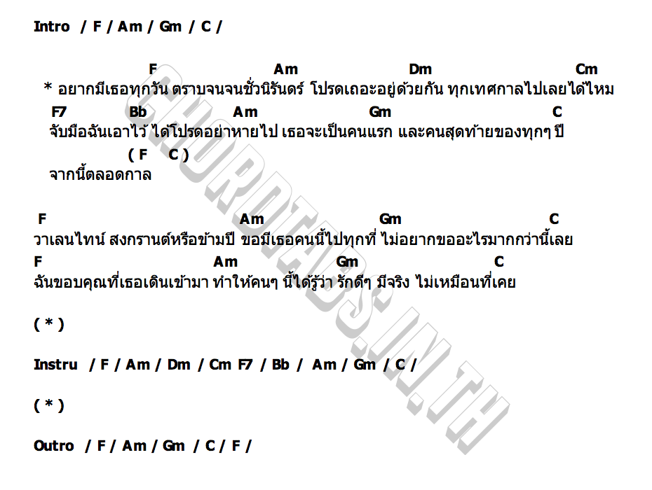 คอร์ด อยู่ด้วยกันทุกเทศกาล (Fest) พัด Vorapat x First Anuwat