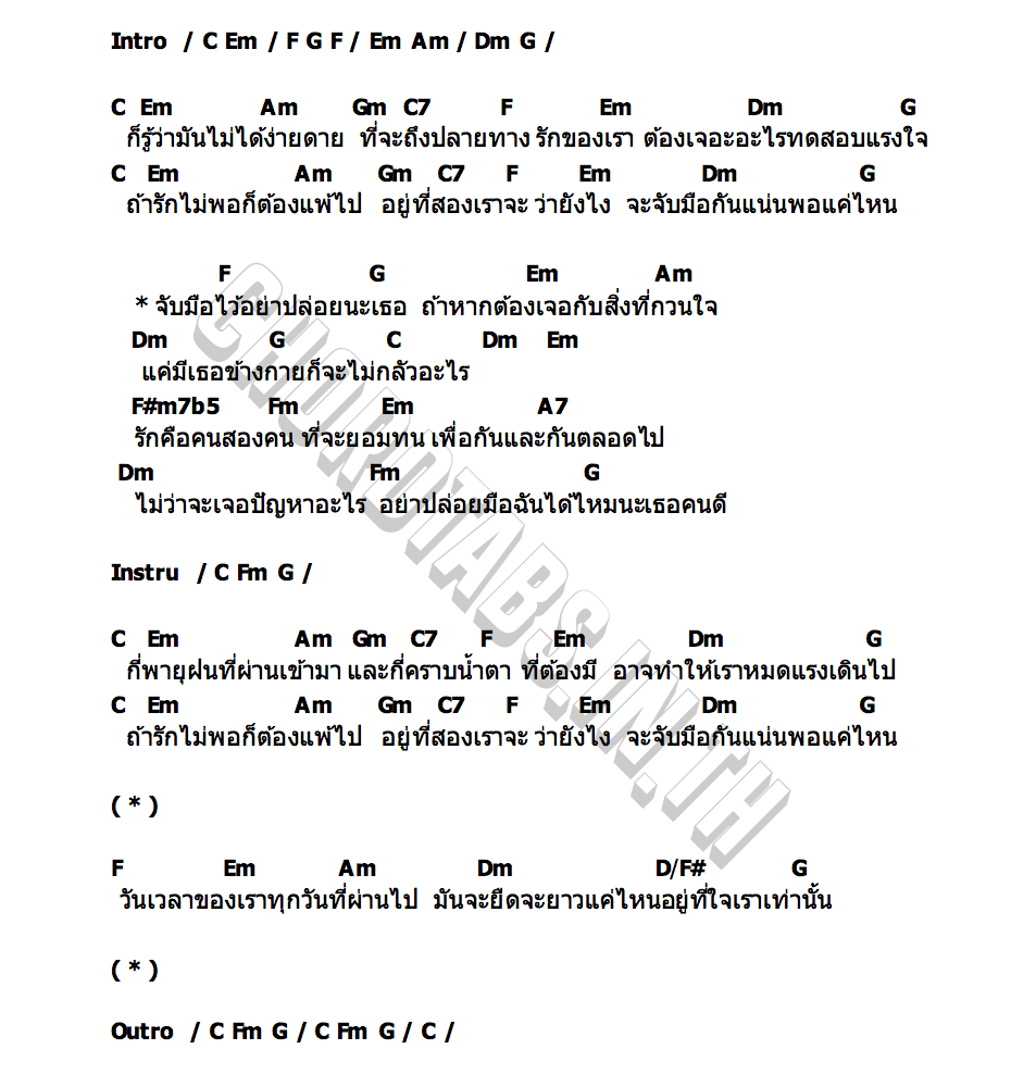 คอร์ด อย่าปล่อยมือ โดม จารุวัฒน์ & ว่าน วันวาน
