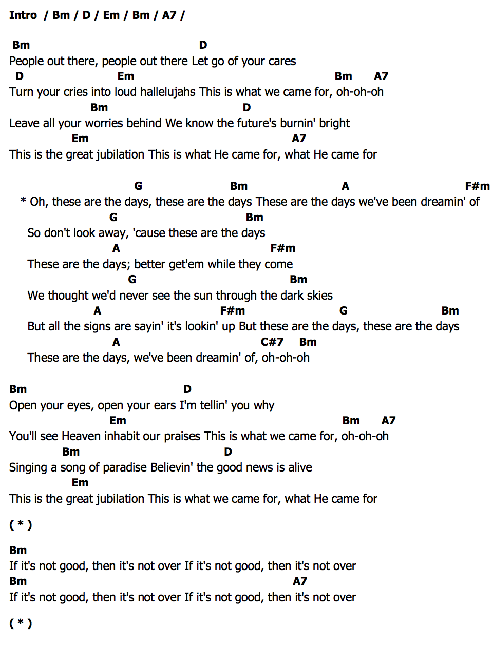 คอร์ด These Are The Days Lauren Daigle