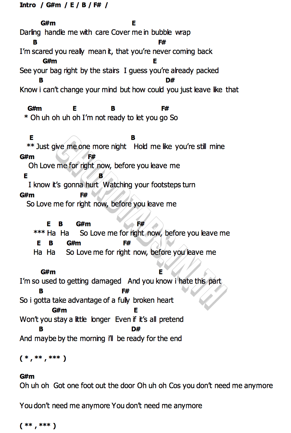 คอร์ด Before You Leave Me Alex Warren