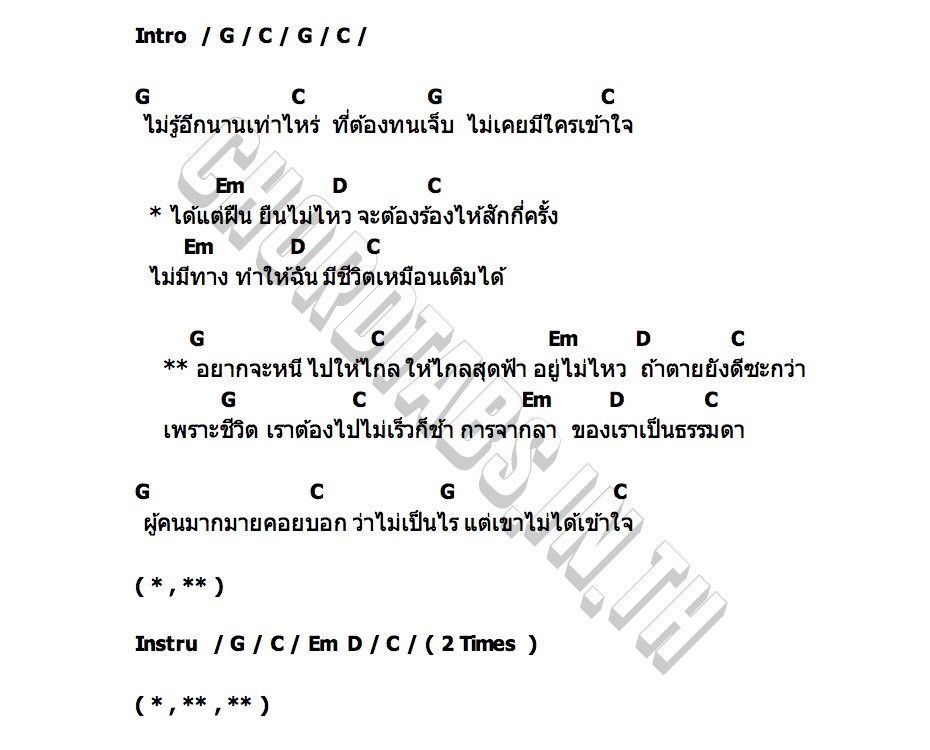 คอร์ด Depression (โรคซึมเศร้า) TANASA