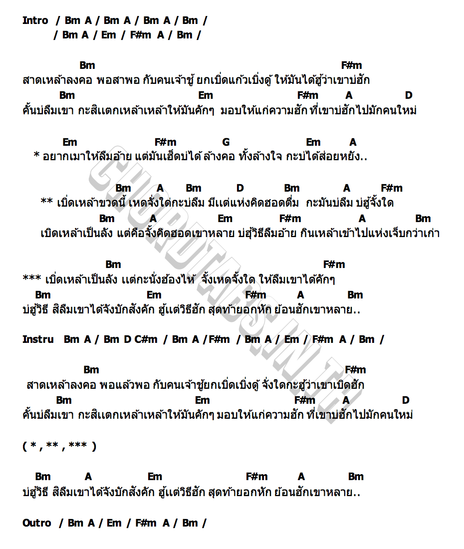 คอร์ด สาดเหล้าลงคอ กระต่าย พรรณนิภา