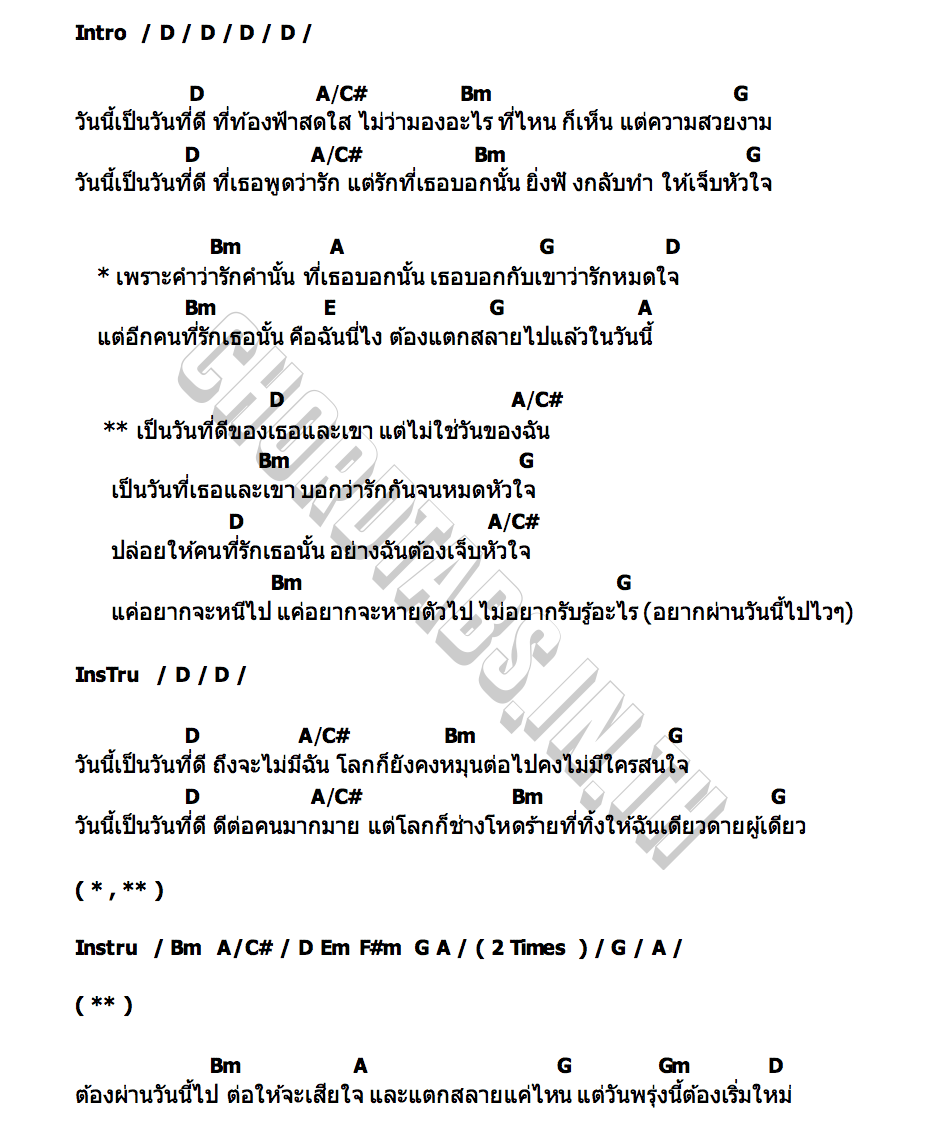 คอร์ด วันนี้เป็นวันที่ดี ONEONE