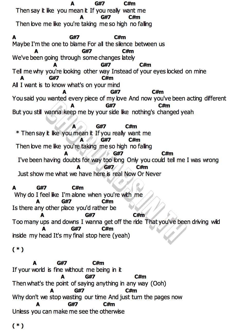 คอร์ด Now Or Never Fyeqoodgurl