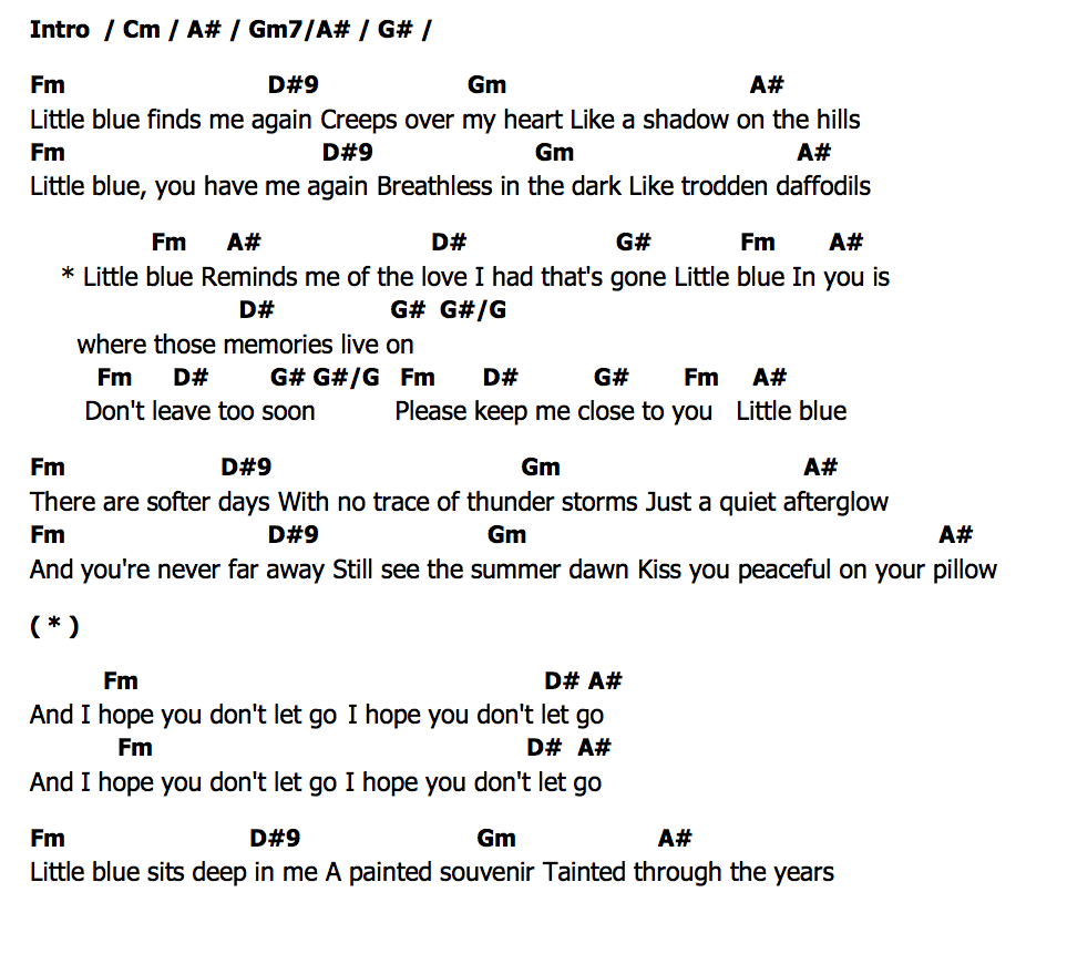 คอร์ด Little Blue Birdy