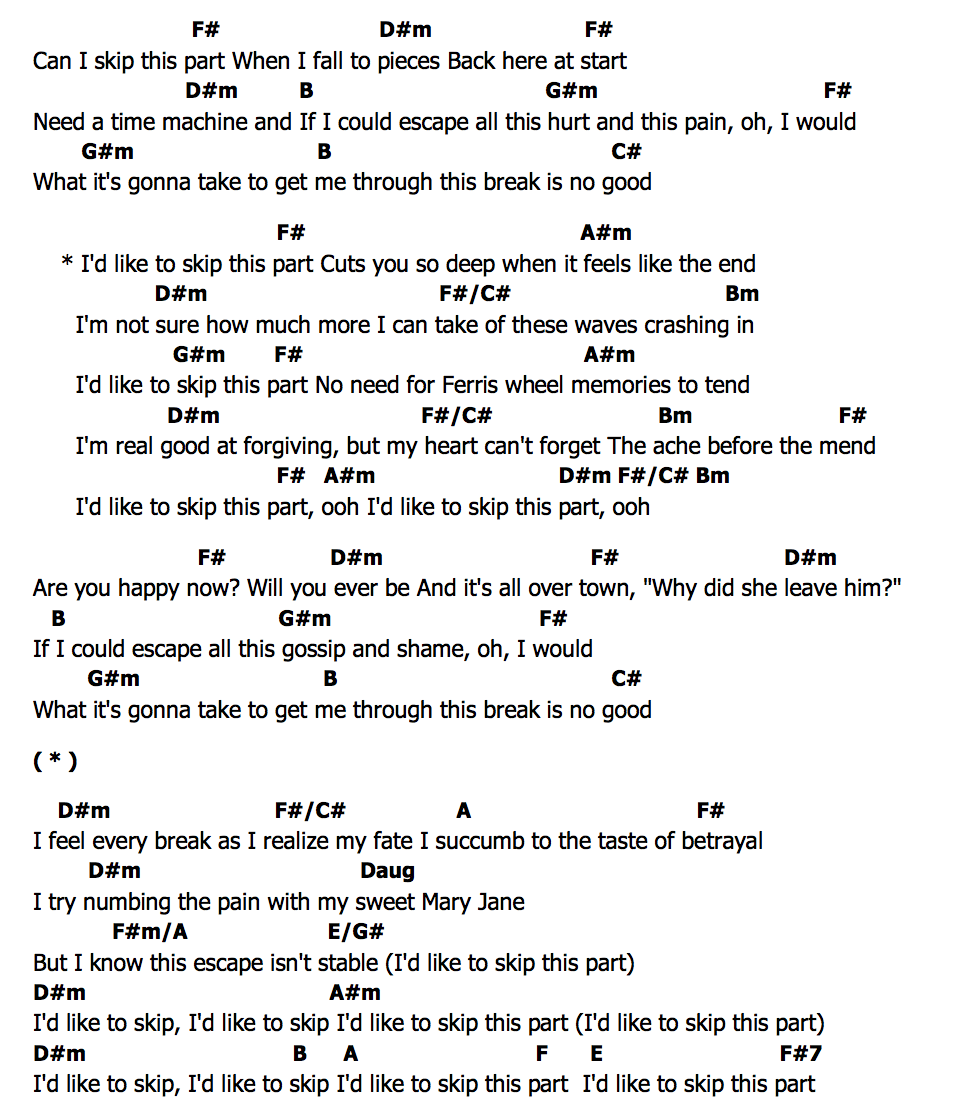 คอร์ด skip this part Kelly Clarkson