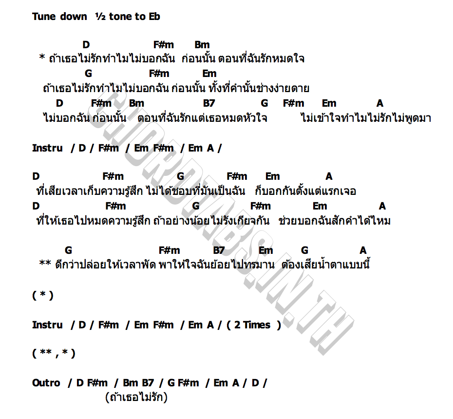 คอร์ด ถ้าเธอไม่รักทำไมไม่บอกฉัน PAPER