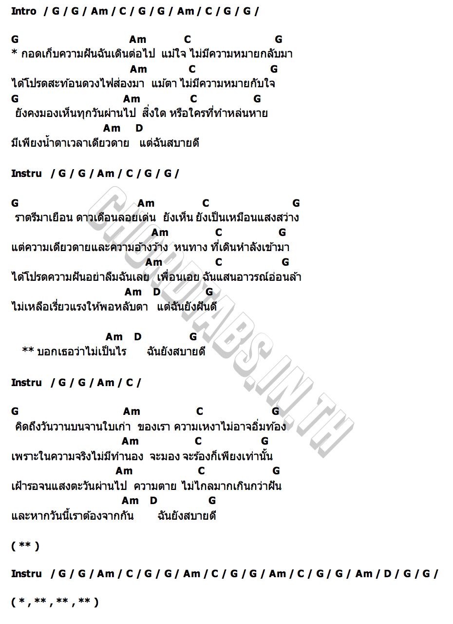 คอร์ด ฉันยังสบายดี (Demo) บันทึกของปิติ