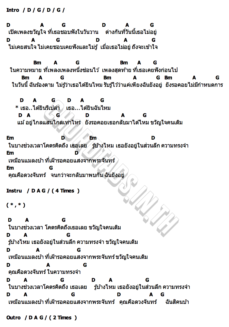 คอร์ด ขวัญใจ มาณพ