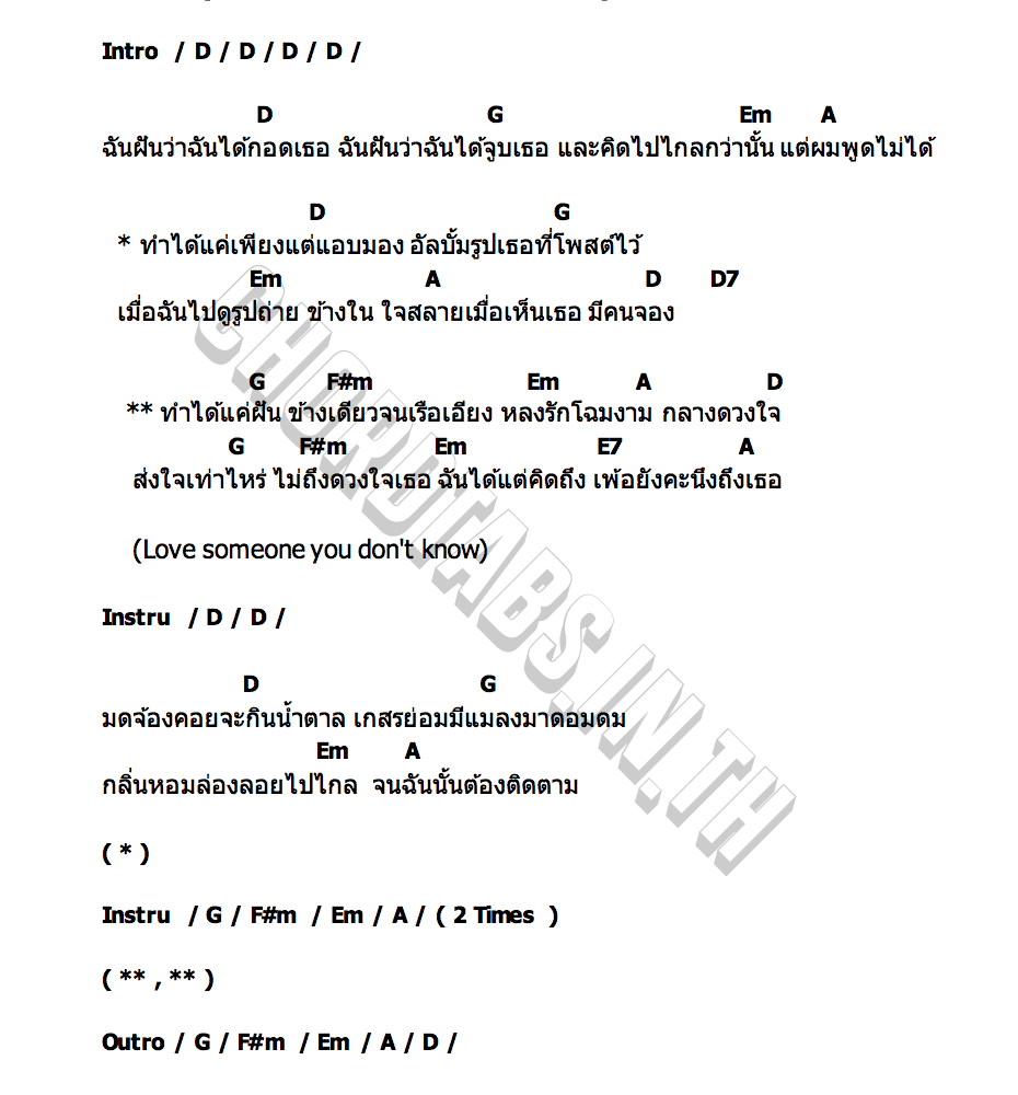 คอร์ด โฉมงาม (Love Someone You Don t Know) New Travelers