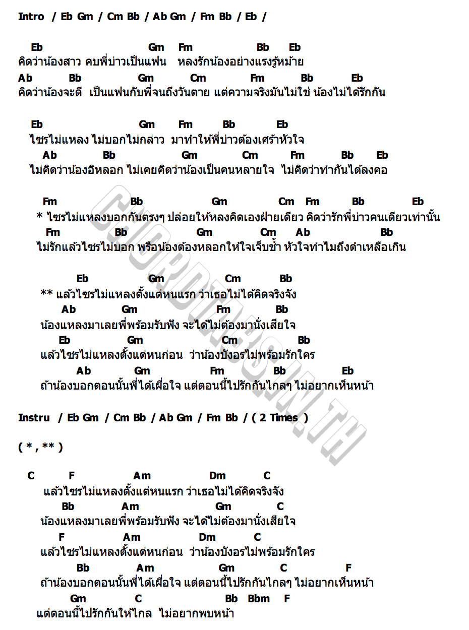 คอร์ด แหลงมาเลย (แล้วไซรไม่แหลง) วงเพลย์