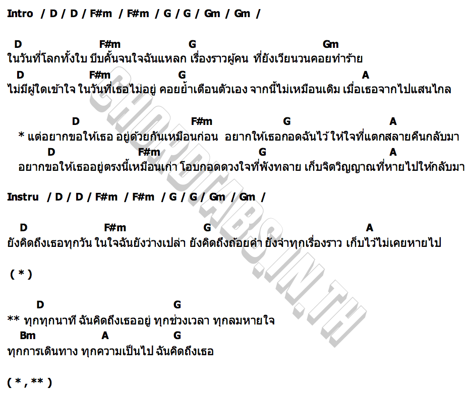 คอร์ด กลับมากอด (Waiting) FREEHAND